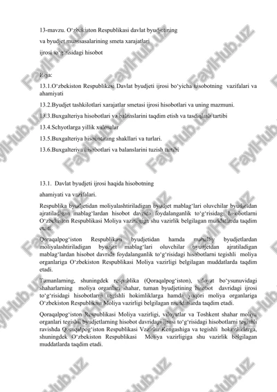 o‘zbekiston respublikasi davlat byudjeti ijrosi bo‘yicha hisobotning vazifalari va ahamiyati — DOCX