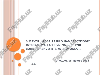 jahon iqtisodiyotining globallashuvi — PPTX