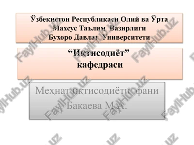 mehnat iqtisodiyoti fani — PPTX