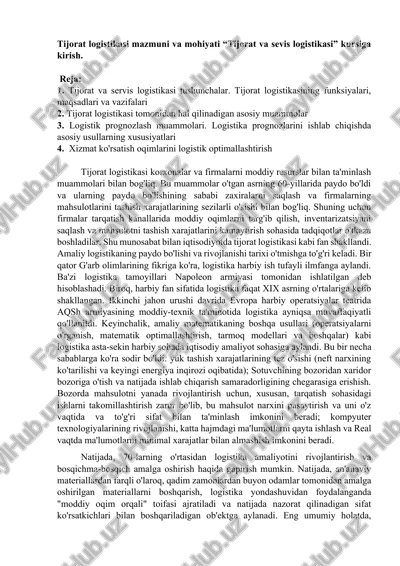 tijorat va sevis logistikasi — DOCX