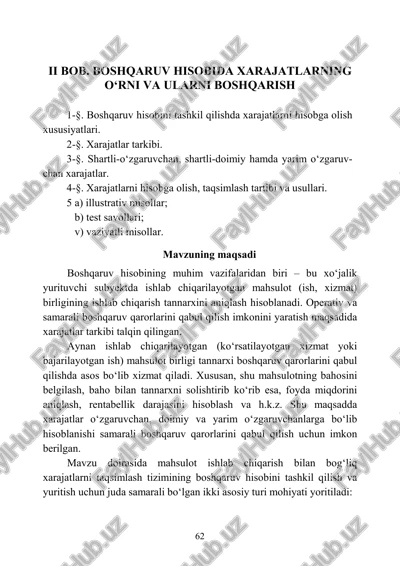 boshqaruv hisobida xarajatların o‘rni va ularni boshqarish — PDF