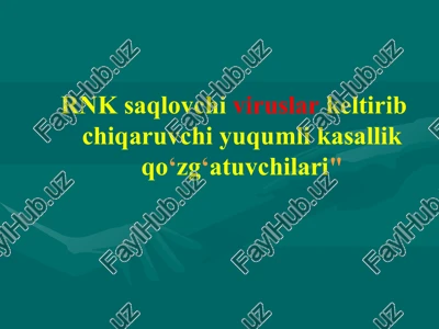 rnk saqlovchi viruslar keltirib chiqaruvchi yuqumlikasallik qo‘zg‘atuvchilari — PPTX