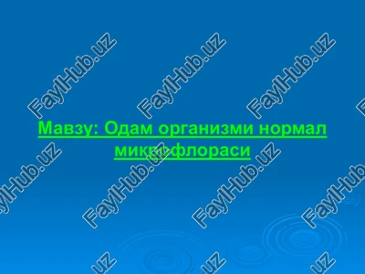 odam organizmi normal mikroflorasi — PPTX