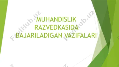 muhandislik razvedkasida bajariladigan vazifalari — PPTX