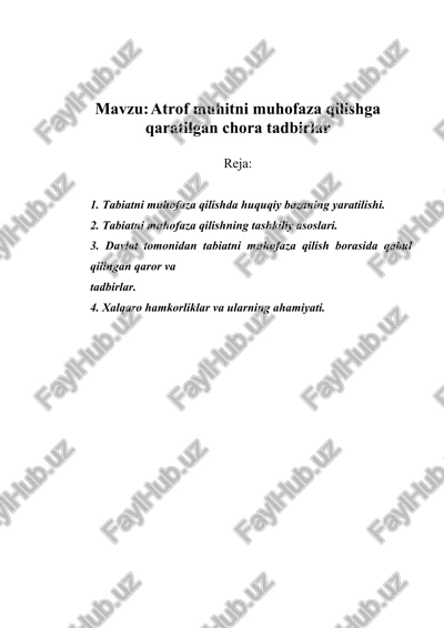 tabiatni muhofaza qilishga qaratilgan chora tadbirlar — DOC