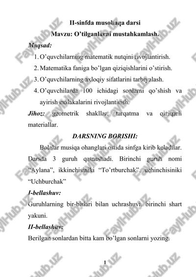 ii-sinfda musobaqa darsi — DOC