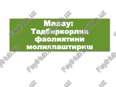 tadbirkorlik faoliyatining mulkiy asoslari — PPTX