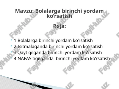 bolalarga birinchi yordam ko'rsatish — PPTX
