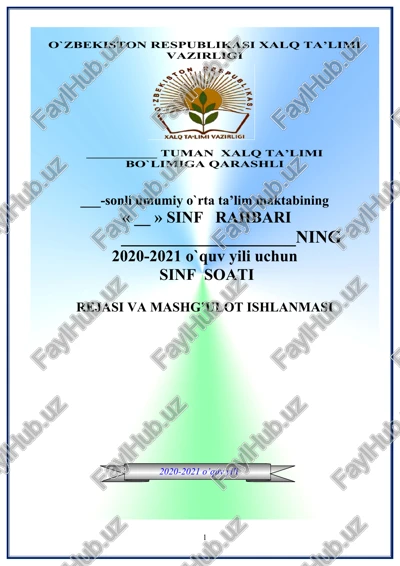 sinf soati rejasi va mashg'ulot ishlanmasi — DOC