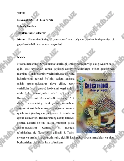 nizomulmulkning "siyosatnoma" asari — DOCX