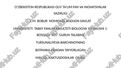 kaktusdoshlar oilasi — PPTX