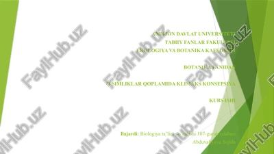 oʻsimliklar qoplamida klimaks konsepsiya — PPTX