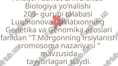 "t.morgonning irsiylanish xromosoma nazariyasi" — PPTX