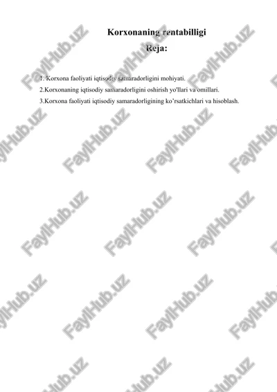 korxonaning rentabilligi — DOCX