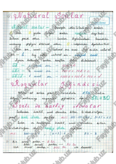 matematikadan konspekt abiturientlar uchun — PDF