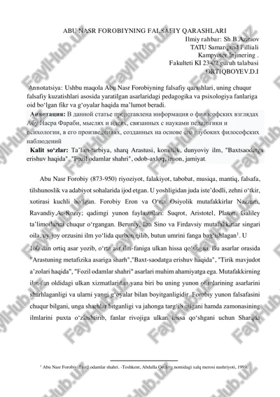 abu nasr forobiyning falsafiy qarashlari — PDF