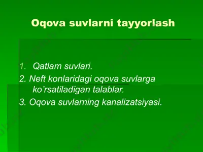 oqova suvlarni tayyorlash — PPTX