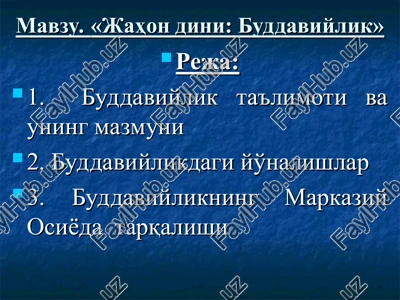 jahon dini: buddaviylik — PPT