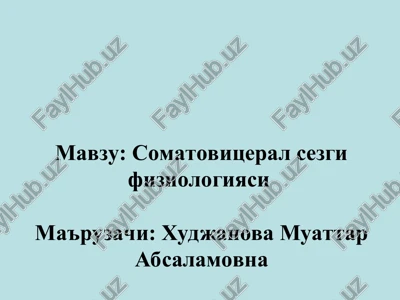 somatovistseral sezgi fiziologiyasi — PPT