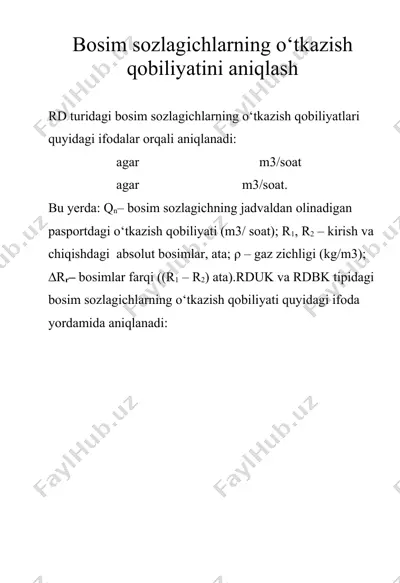 bosim sozlagichlarning o‘tkazish qobiliyatini aniqlash — DOC