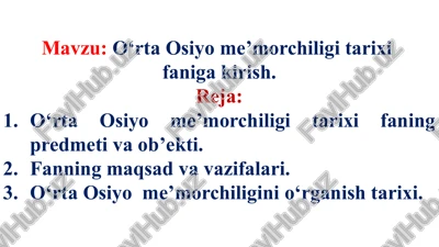 o‘rta osiyo me’morchi ligi tarixi — PPTX