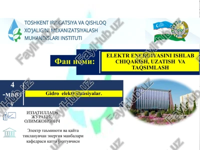gidroelektrstansiyalar - energetikalik daryolar — PPTX