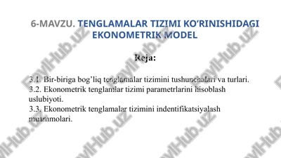 ekonometrik tenglamar tizimi — PPTX