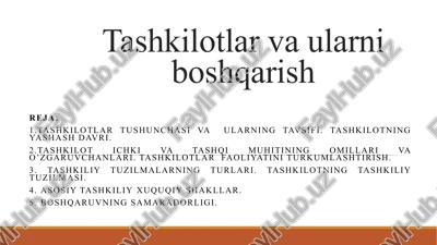 tashkilotlar va ularni boshqarish — PPTX