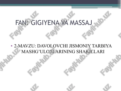 davolovchi jismoniy tarbiya mashg’ulotlarining shakillari — PPTX