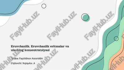 eruvchanlik. eruvchanlik eritmalar va ularning konsentratsiyasi — PPTX