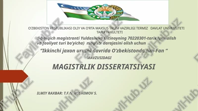 mavzusidagi magistrlik dissertatsiyasi — PPTX