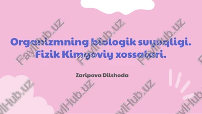 organizmning biologik suyuqligi. fizik kimyoviy xossalari. — PPTX