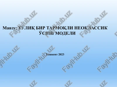 to'liq bir tarmoqli neoklassik o'sish modeli — PPTX