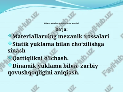 metall va qotish malarning xossalari — PPTX