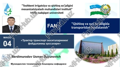 traktor transportvositalariningfoydalanishhossalari — PPTX