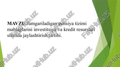 jamgʻarib boriladigan pensiyatizimi — PPTX