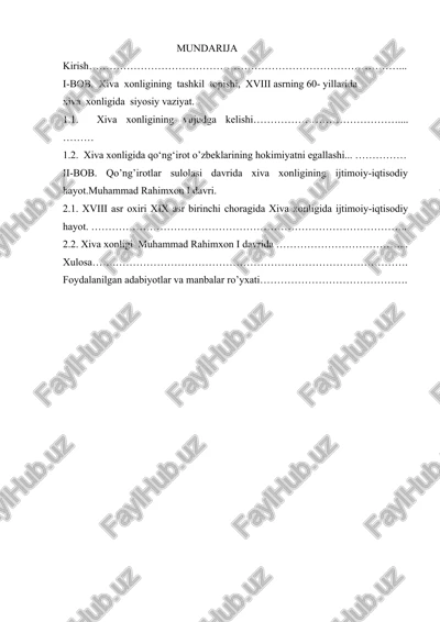 xiva xonligining tashkil topishi, xviii asrning 60- yillarida — DOCX