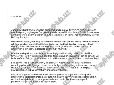 zamonaviy bank texnologiyalari — PPTX
