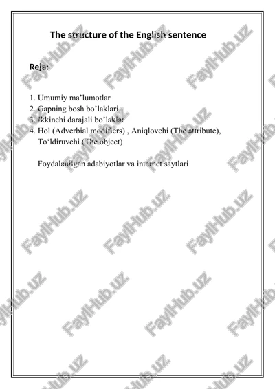 english sentence structure — DOCX