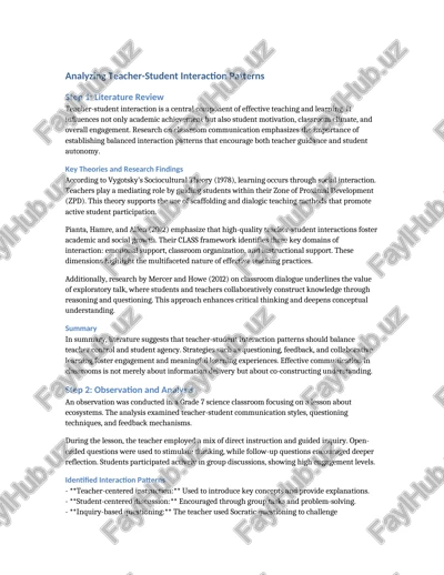 teacher-student interaction patterns — DOCX