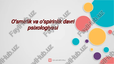 oʻsmirlik va oʻspirinlik davri psixologiyasi — PDF