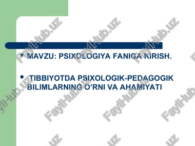 psixologiya faniga kirish — PPT
