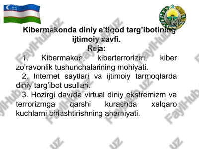 kibermakonda diniy e’tiqod targ’iboti — PPT