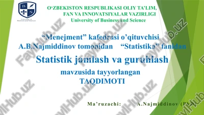 statistika kuzatish ma'lumotlarini jamlash — PPTX