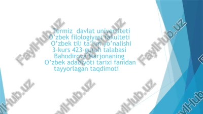 o‘zbek adabiyoti tarixi — PPTX