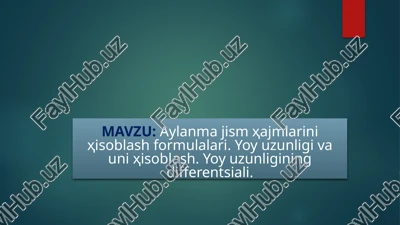 aylanma jism hajmlarini hisoblash formulalari — PPTX