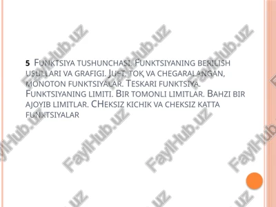 funktsiya tushunchasi — PPTX