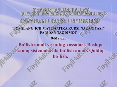boshlang`ich matematika kursi nazariyasi — PPTX
