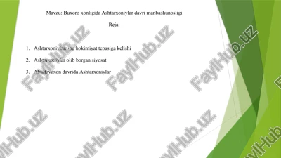 buxoro xonligida ashtarxoniylar davri manbashunosligi — PPTX
