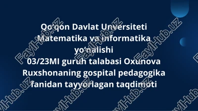 oʻzbekidton respublikasida gospital pedagogikaning rivojlanishi — PDF